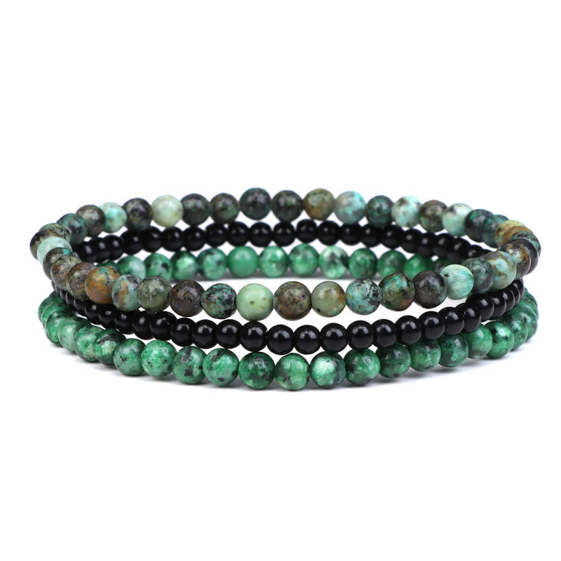 Buddha Stones 3Pcs Natural Crystal Stone Inner Peace Spiritual Bracelet