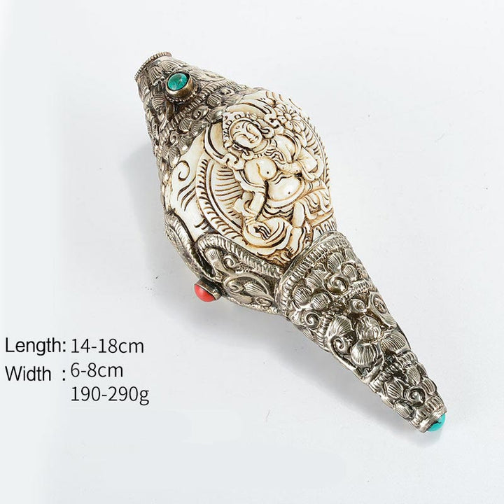 Tibetan Handmade Engraved Shankha Buddha Conch Shell Wealth Positive Decoration