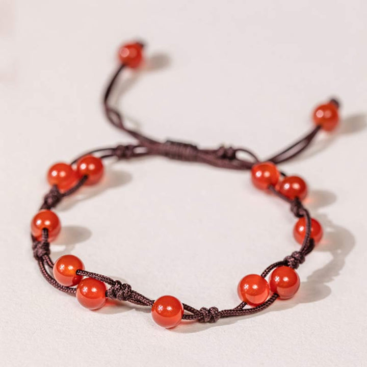 Buddha Stones Red Agate Moss Agate Cinnabar Calm Bracelet