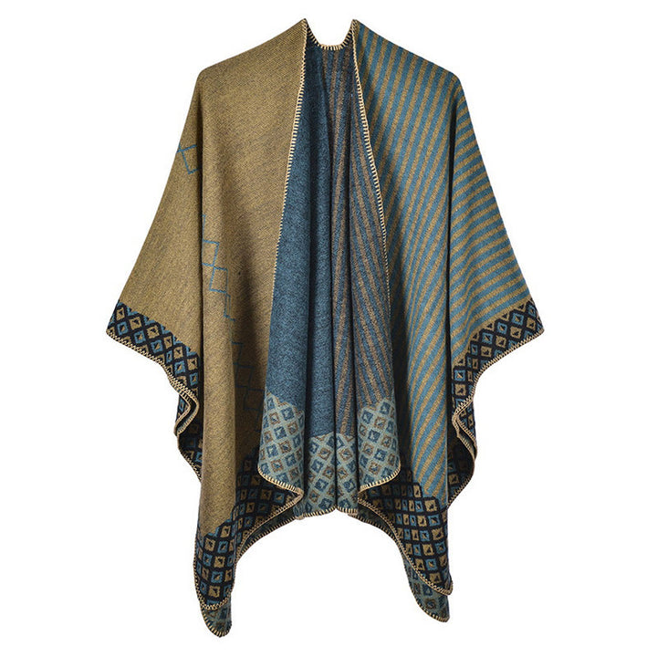 Buddha Stones Tibetan Shawl Striped Diamond Pattern Winter Warm Soft Scarf