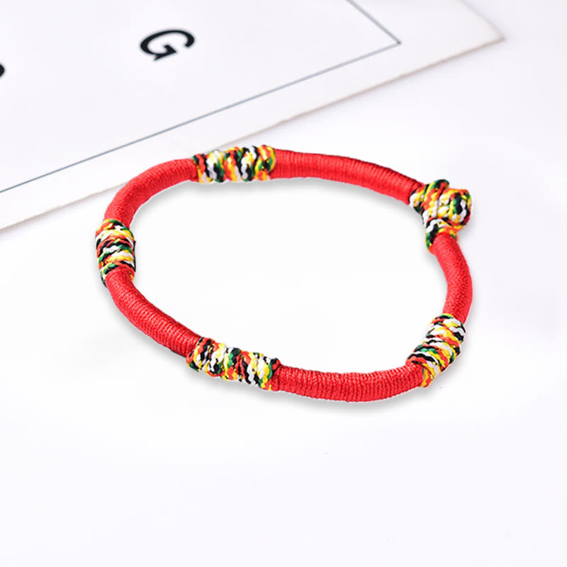 Buddha Stones Tibetan Handmade Colorful King Kong Knot Lucky Protection Braid String Bracelet