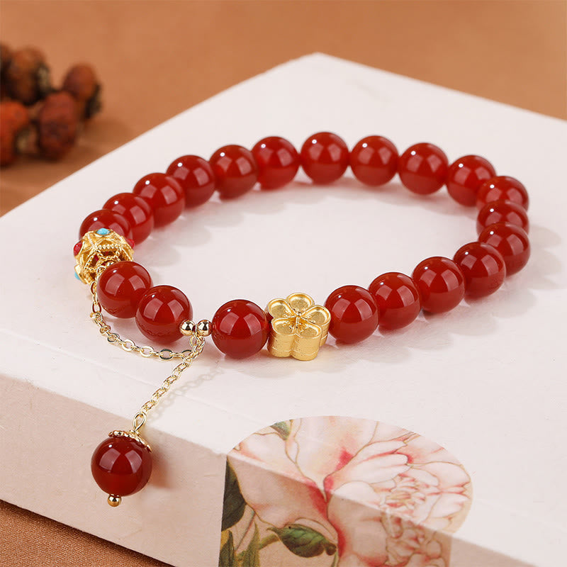 Natural Red Agate White Agate Peach Blossom Self-acceptance Bracelet