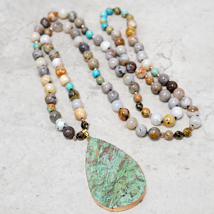 Buddha Stones Natural Ocean Picasso Jasper Beaded Healing Neckace