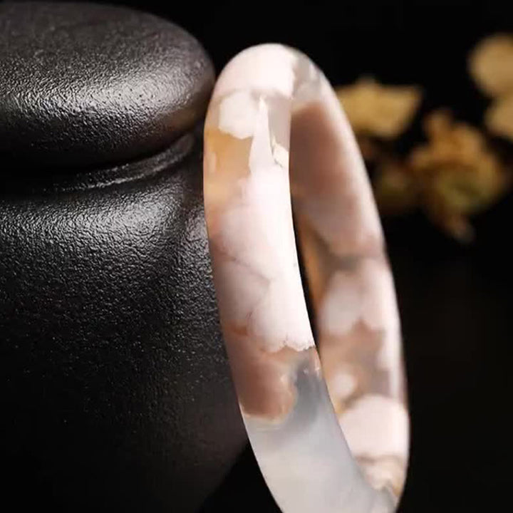 Natural Sakura Agate Peace Bracelet Bangle