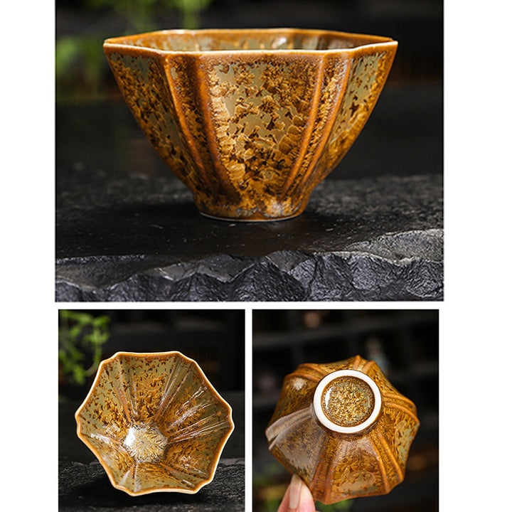 Buddha Stones Colorful Brown Ceramic Teacup Kung Fu Tea Cup Bowl