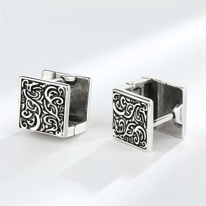 Grass Pattern Square Stud Earrings