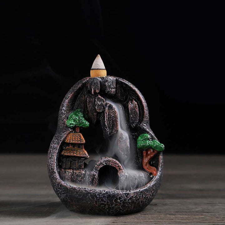 Mountain Bridges Pattern Meditation Resin Backflow Incense Burner