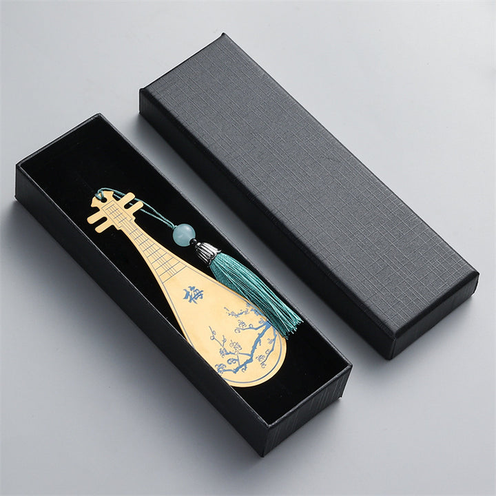 Buddha Stones Classical Musical Instruments Pipa Guzheng Guqin Ruan Metal Bookmarks Tassel With Gift Box