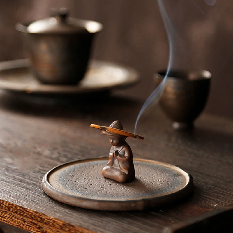 Small Person Meditation Ceramic Spiritual Healing Incense Burner