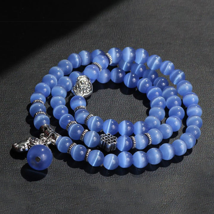 Buddha Stones Cat Eye PiXiu Support Triple Wrap Bracelet