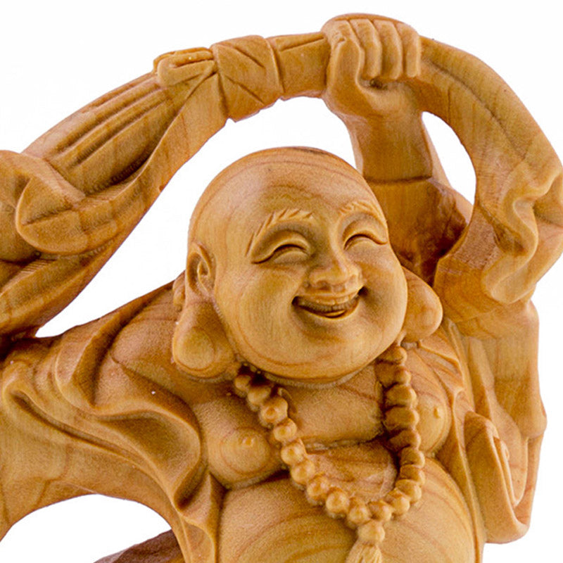 Laughing Buddha Boxwood Prosperity Home Decoration