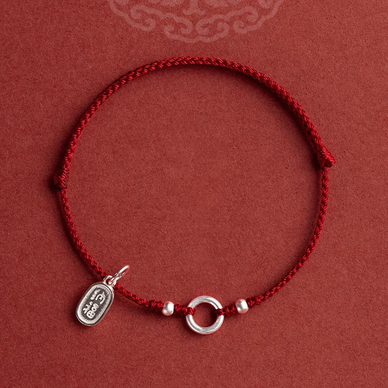 Buddha Stones 925 Sterling Silver Lucky Fortune Peace Joy Lotus Peace Buckle Red String Bracelet