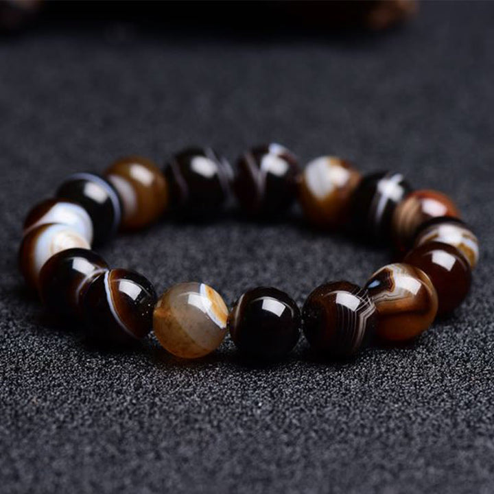 Buddha Stones Tibetan Sardonyx Happiness Positive Bracelet