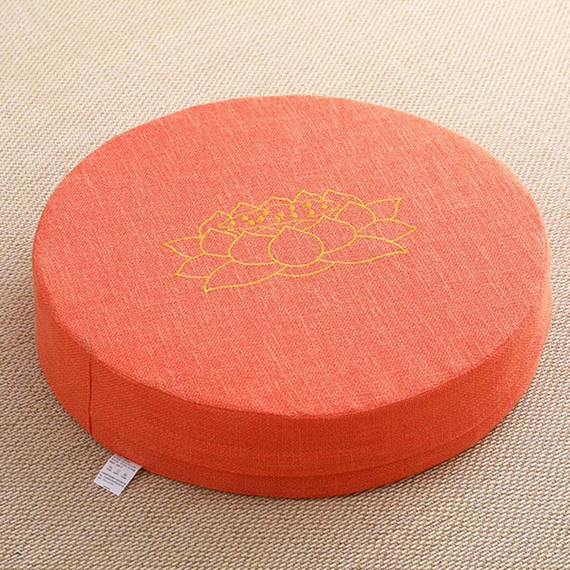 Buddha Stones Lotus Embroidery Cotton Linen Meditation Seat Cushion