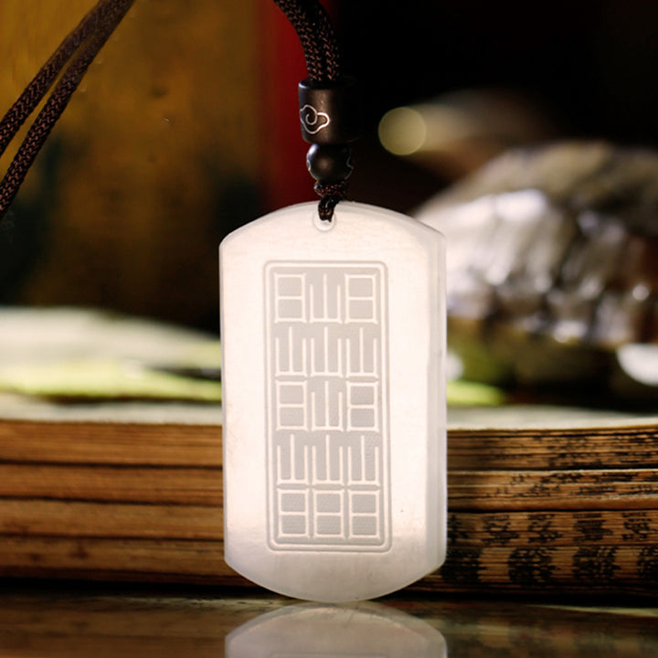 White Jade PiXiu Yin Yang Luck Protection Necklace Pendant