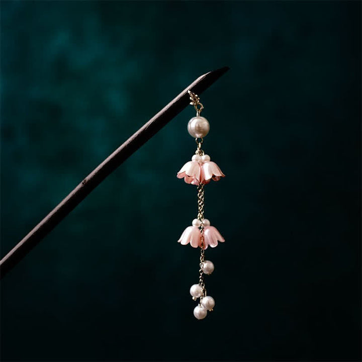 Buddha Stones Pearl Flower Leaf Butterfly Happiness Hairpin