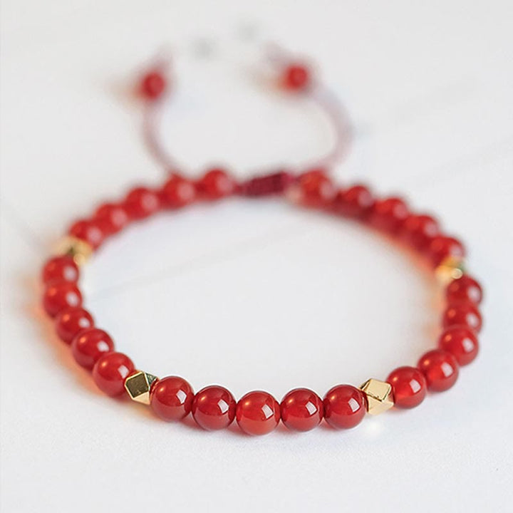 Natural Red Agate Endless Knot Four Leaf Clover Star Confidence String Bracelet