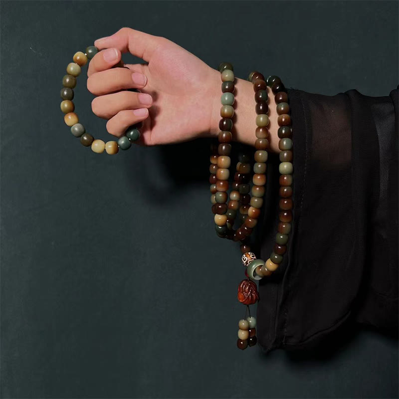 Buddha Stones 108 Mala Beads Bodhi Seed Peace Wisdom Bracelet Wrist Mala Pocket Mala