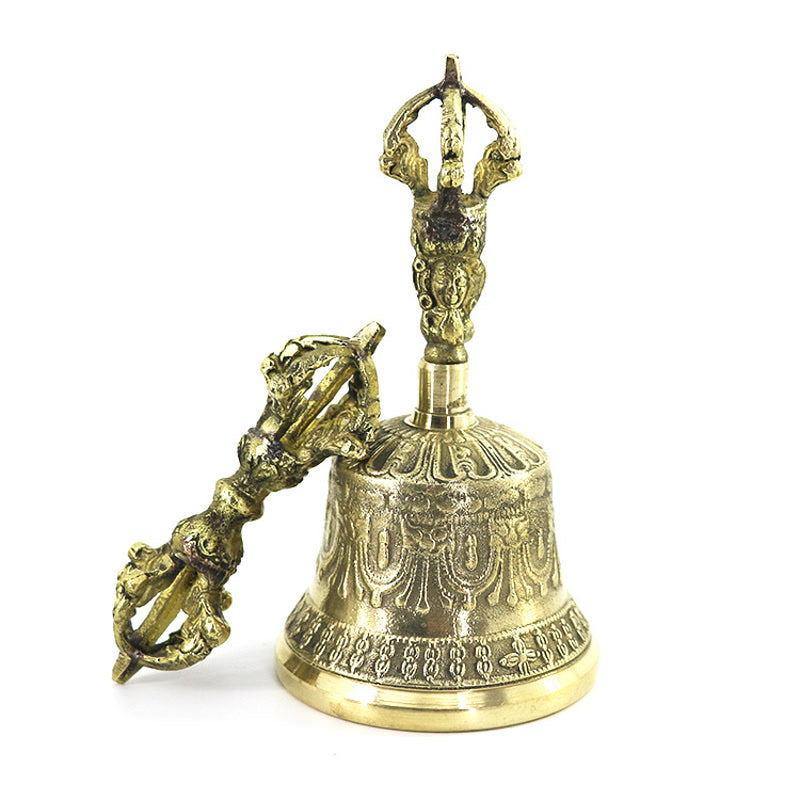 Tibetan Meditation Bell and Vajra Dorje Copper Balance Handmade Decoration Set