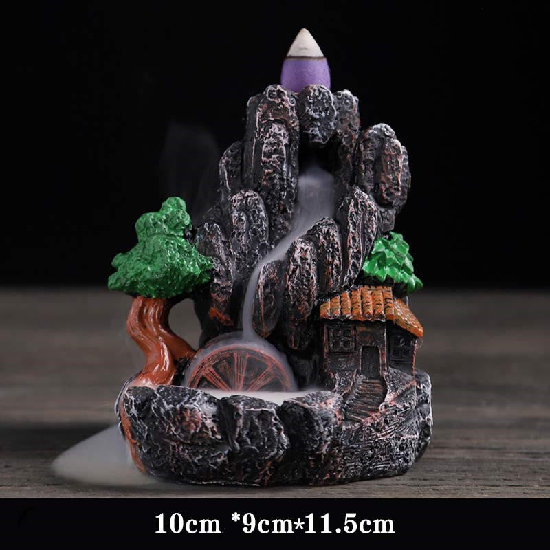 Mountain Bridges Pattern Meditation Resin Backflow Incense Burner