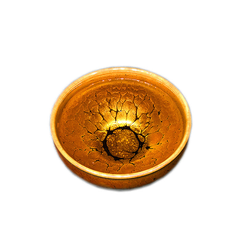 Buddha Stones Gold Spot Pattern Chinese Jianzhan Ceramic Teacup Kung Fu Tea Cup Bowl With Gift Box