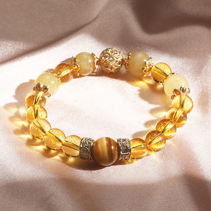 Buddha Stones Citrine Generosity Prosperity Beaded Bracelet