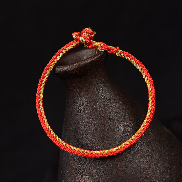 Buddha Stones Two-Color Rope Handcrafted Eight Thread Peace Knot Bracelet