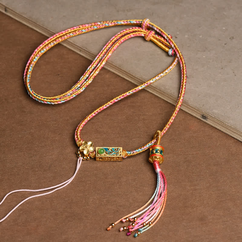 Buddha Stones Colorful String Copper Wealth Necklace Pendant