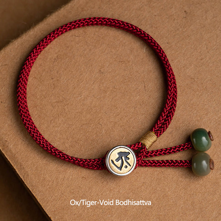 Buddha Stones 925 Sterling Silver Handmade Chinese Zodiac Natal Buddha Cyan Bodhi Seed Protection Braided Red String Bracelet