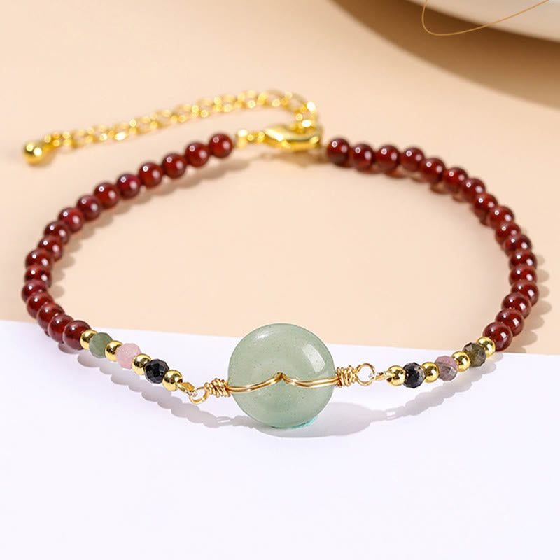 Buddha Stones Natural Garnet Peace Buckle Bead Calm Bracelet