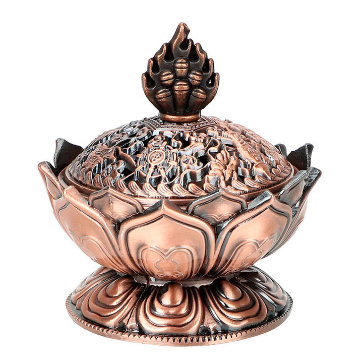 Buddha Stones Tibetan Lotus Shaped Purify Incense Burner