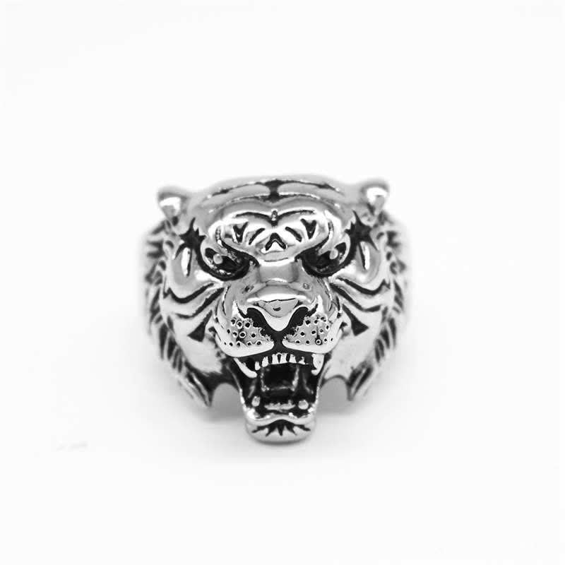 Men's Animal Tiger Head Titanium Steel Balance Calm Punk Rock Biker Ring