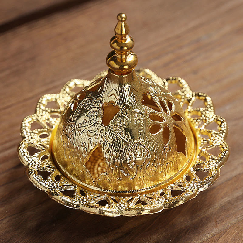 Gold Gourd Star Feather Spiritual Meditation Mini Alloy Metal Incense Burner