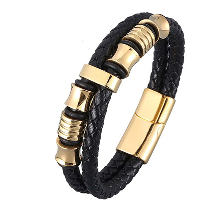 Buddha Stones Layered Leather Weave Fortune Bracelet