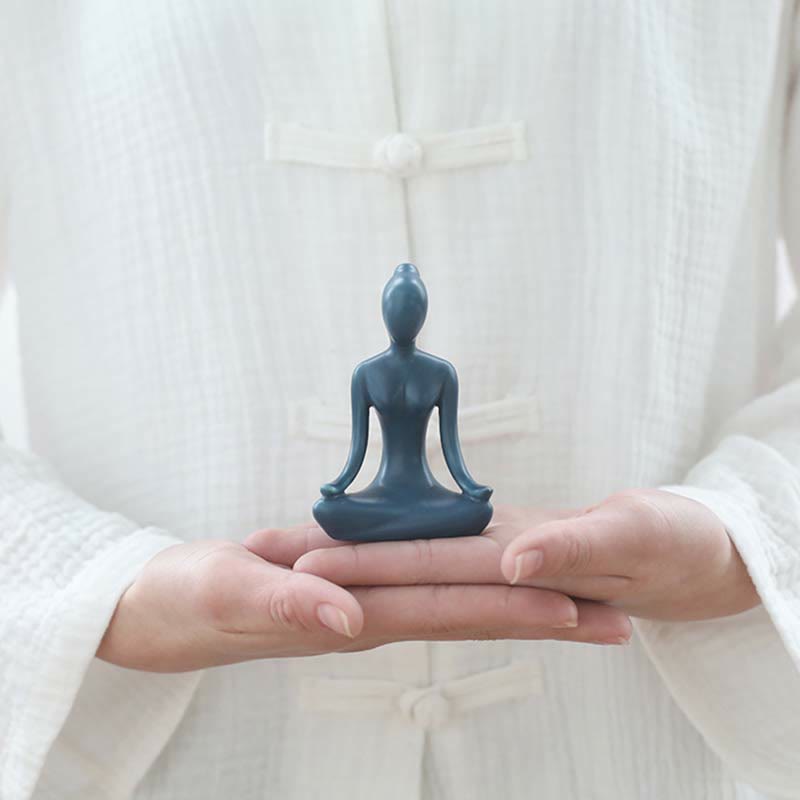 Abstract Yoga Meditation Exercise Ceramics Spiritual Figurine Sculpture Decoration