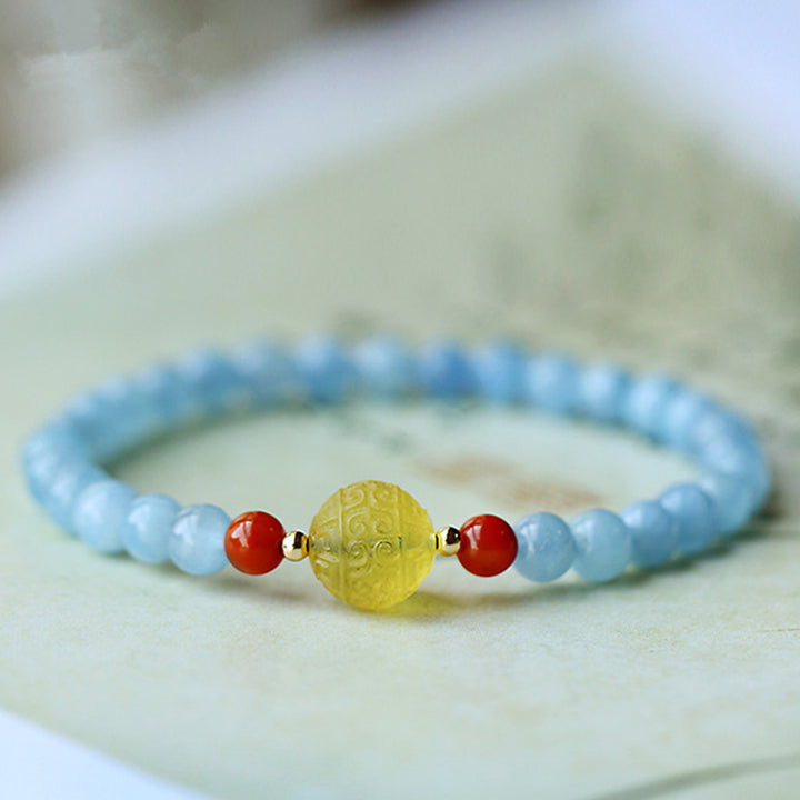 Natural Aquamarine Amber Healing Bracelet