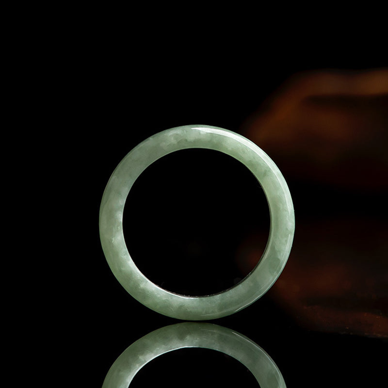 Buddha Stones Natural Jade Prosperity Abundance Ring