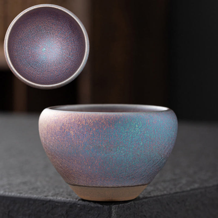 Buddha Stones Vintage Purple Rainbow Chinese Jianzhan Kiln Change Porcelain Teacup Kung Fu Tea Cup