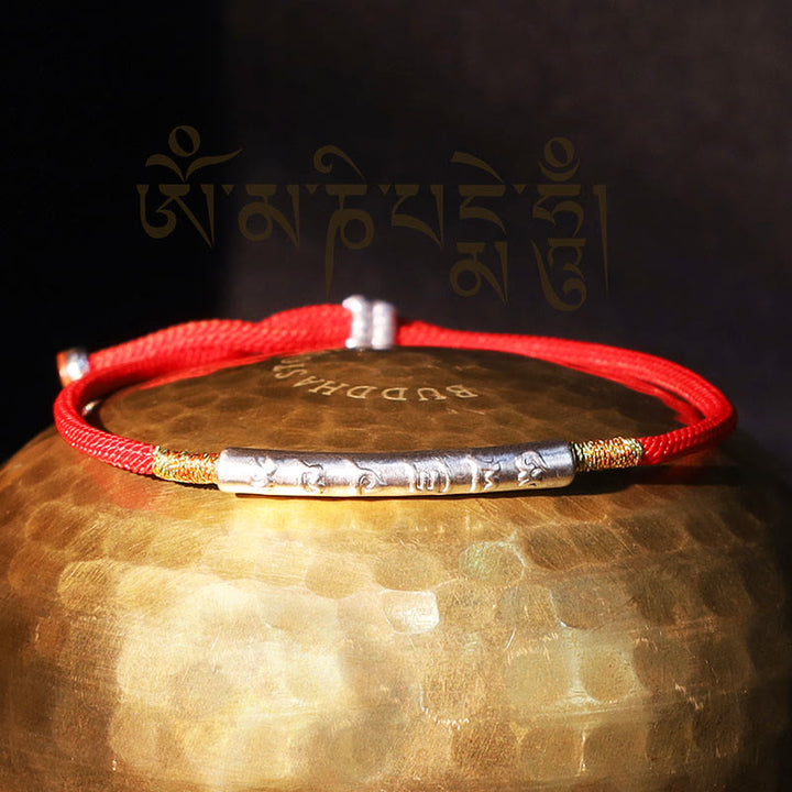 Buddha Stones Tibetan Buddhist Handmade Om Mantra Lucky Red String Bracelet