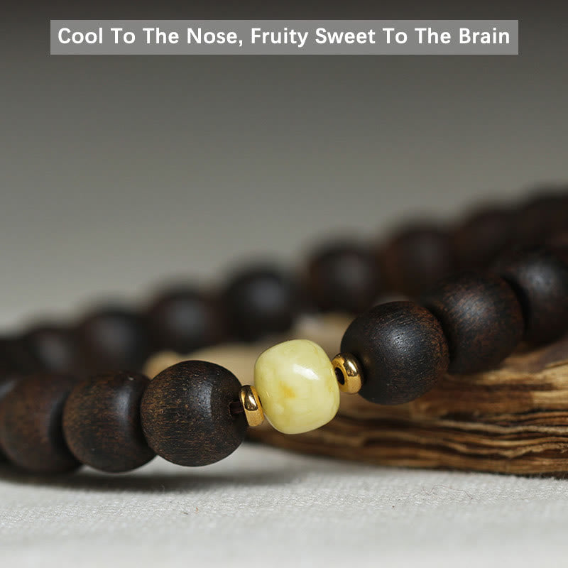 Buddha Stones Rare Brunei Agarwood Amber Balance Peace Calm Bracelet