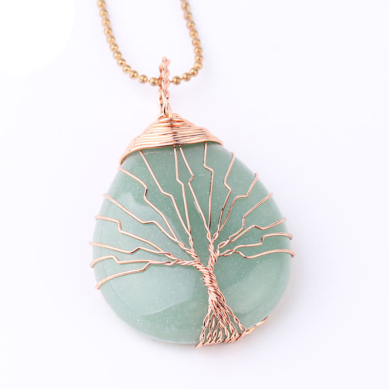 Buddha Stones Natural Quartz Crystal Tree Of Life Healing Energy Necklace Pendant