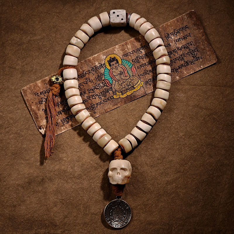 Buddha Stones Tibetan Natural Yak Bone The Lord Of The Corpse Forest Dice Chinese Zodiac Nine Palaces Eight Diagrams Strength Wrist Mala