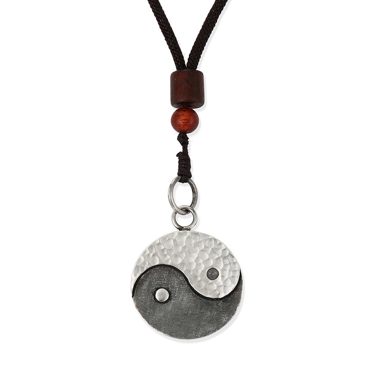 Buddha Stones 990 Sterling Silver Yin Yang Balance Harmony Necklace Pendant