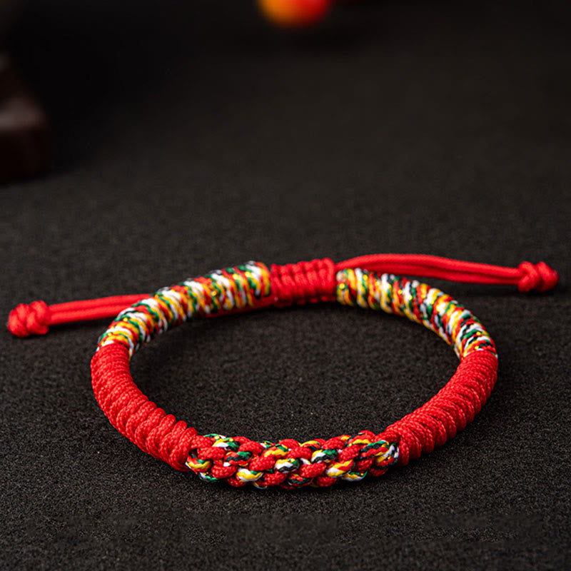 Buddha Stones Tibetan Handmade Colorful King Kong Knot Luck Braid String Bracelet