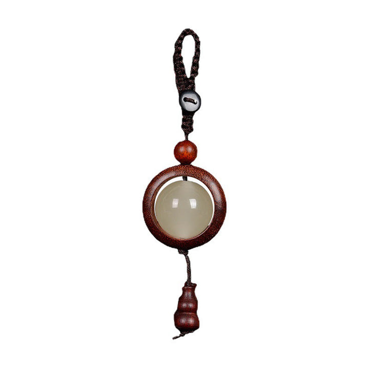 Buddha Stones Red Sandalwood Ebony Wood Green Sandalwood Luminous Lucky Bead Gourd Peace Key Chain