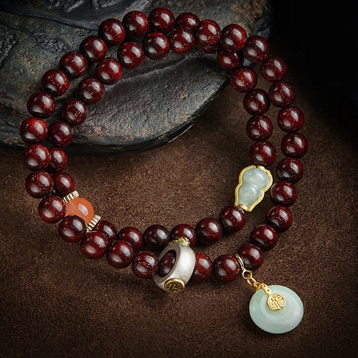 Buddha Stones Chinese Zodiac Natal Buddha Small Leaf Red Sandalwood Jade Red Agate PiXiu Sooth Bracelet