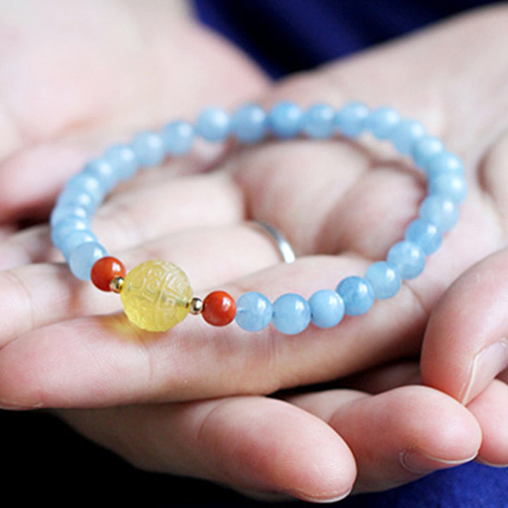 Natural Aquamarine Amber Healing Bracelet