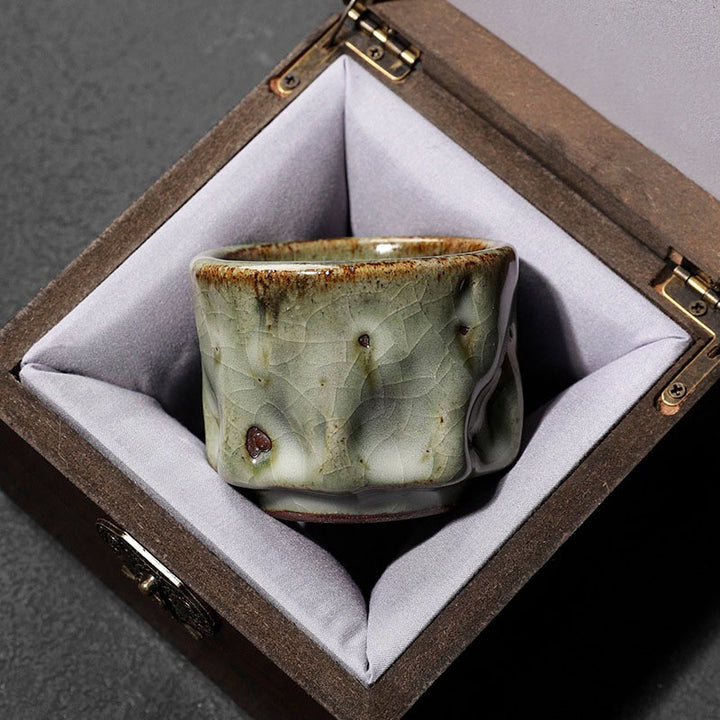 Buddha Stones Handcrafted Simple Cracked Ice Texture Chinese Jianzhan Ceramic Teacup Kung Fu Tea Cup