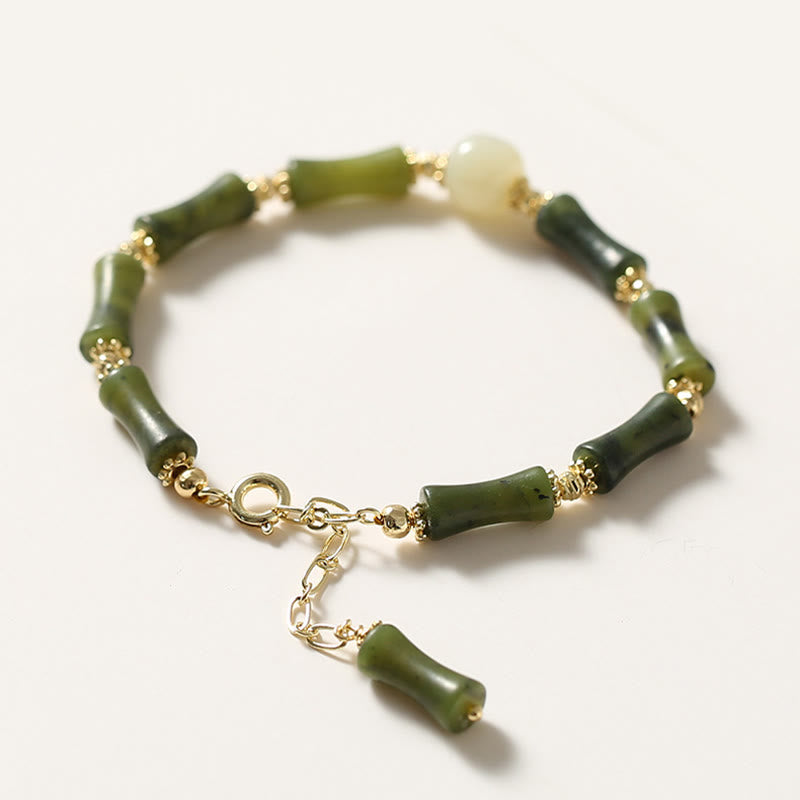 Buddha Stones Glass Bead Bamboo Luck Strength Chain Bracelet