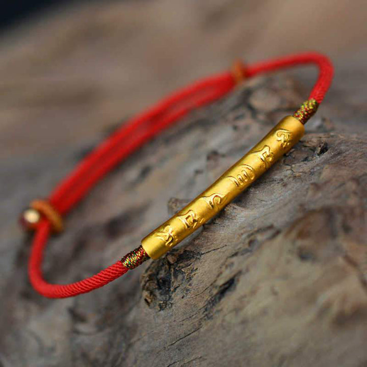 Buddha Stones Tibetan Buddhist Handmade Om Mani Padme Hum Lucky Red String Bracelet